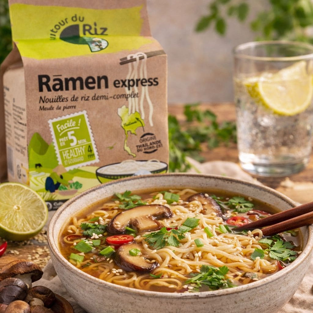 Nouilles de Ramen de riz demi-complet